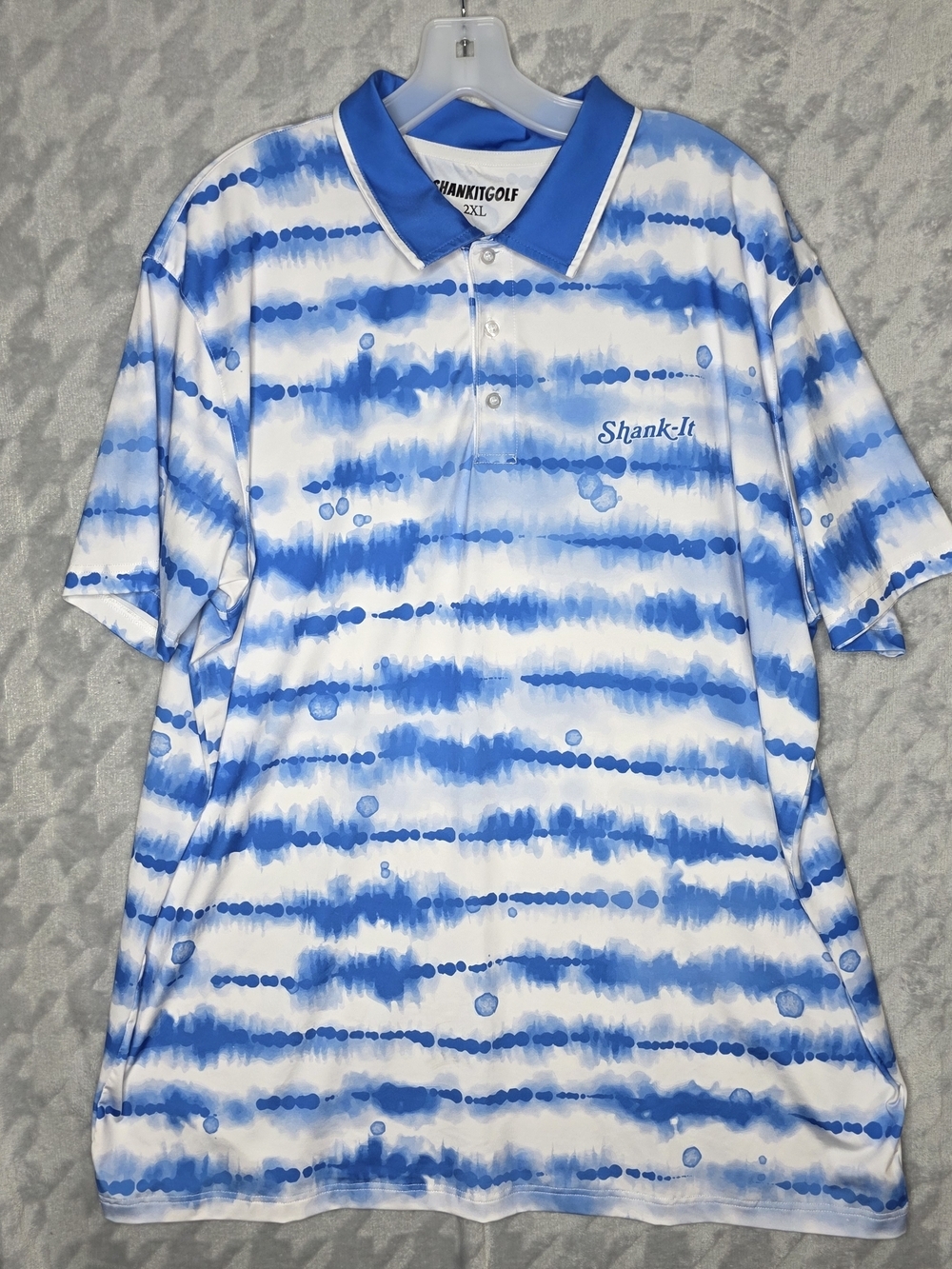 Shank-it Blue & White Golf  Tie-Dye Polo Shirt for Men